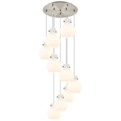 Innovations Lighting Newton Sphere 39.75"w 5 Light Brushed Brass Linear Pendant W/ Clear Sh In White