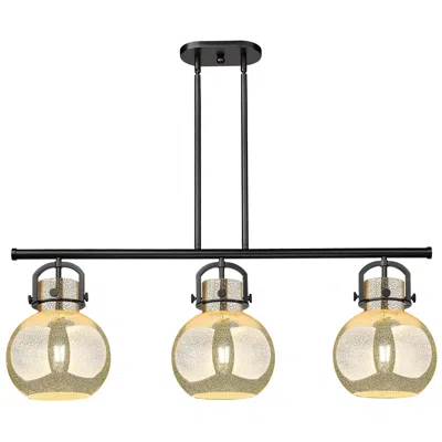 Innovations Lighting Newton Sphere 42"w 3-lt Black Stem Arch Island-lt W/ Mercury Shade