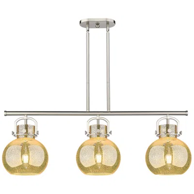 Innovations Lighting Newton Sphere 42"w 3-lt Satin Nickel Stem Arch Island-lt W/ Mercury Shade