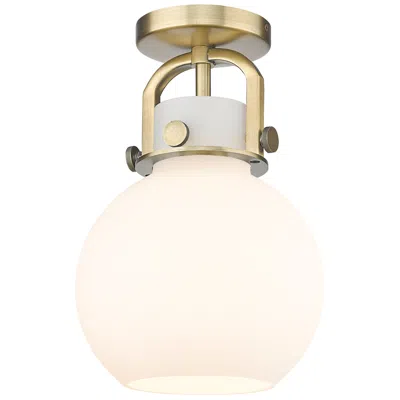 Innovations Lighting Newton Sphere 8" Brass White Glass Ceiling Light