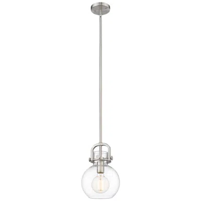 Innovations Lighting Newton Sphere 8" Brushed Satin Nickel Stem Hung Mini Pendant In Gray