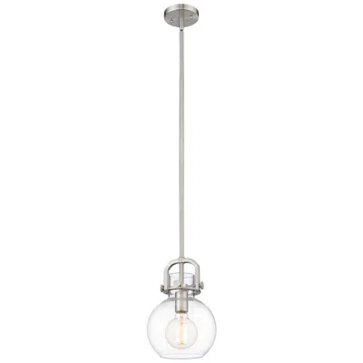 Innovations Lighting Newton Sphere 8" Led Mini Pendant - Brushed Satin Nickel - Clear In White