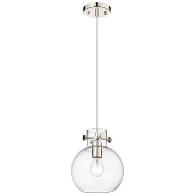 Innovations Lighting Newton Sphere 8" Wide Cord Hung Polished Nickel Pendant With Clear Sha