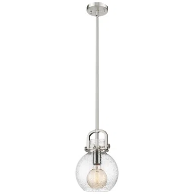 Innovations Lighting Newton Sphere 8" Wide Stem Hung Satin Nickel Pendant With Seedy Shade In Gray