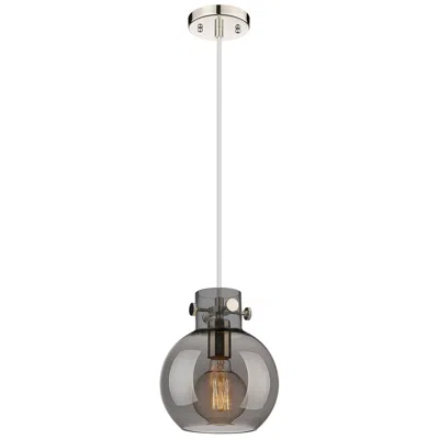 Innovations Lighting Newton Sphere 8"w Polished Nickel Cord Hung Pendant With Plated Smoke