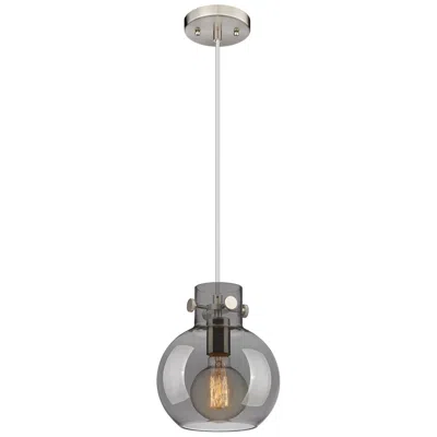 Innovations Lighting Newton Sphere 8"w Satin Nickel Cord Hung Pendant With Plated Smoke Sha
