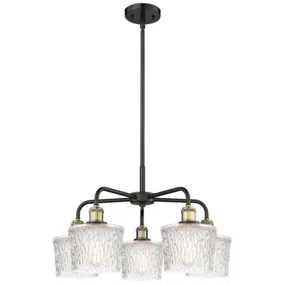 Innovations Lighting Niagra 24.5"w 5 Light Black Brass Stem Hung Chandelier With Clear Shad