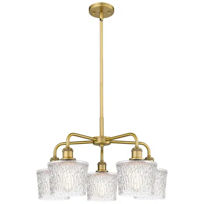 Innovations Lighting Niagra 24.5"w 5 Light Brushed Brass Stem Hung Chandelier With Clear Sh