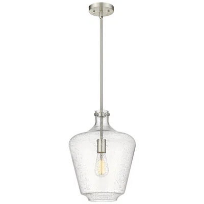 Innovations Lighting Norwalk 12" Brushed Satin Nickel Stem Hung Mini Pendant W/ Seedy Shade