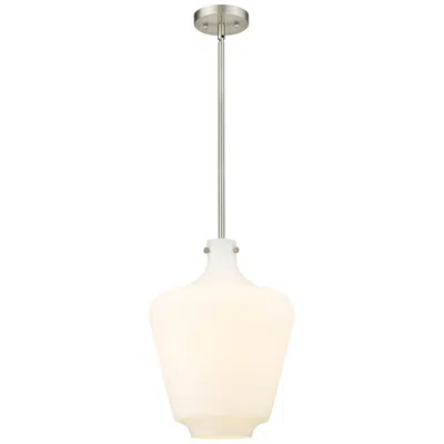 Innovations Lighting Norwalk 12" Brushed Satin Nickel Stem Hung Mini Pendant W/ White Shade