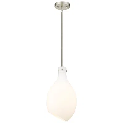 Innovations Lighting Norwalk 9" Brushed Satin Nickel Stem Hung Mini Pendant W/ Matte White