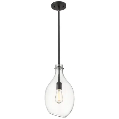 Innovations Lighting Norwalk 9" Matte Black Stem Hung Mini Pendant W/ Clear Shade