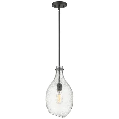Innovations Lighting Norwalk 9" Matte Black Stem Hung Mini Pendant W/ Seedy Shade