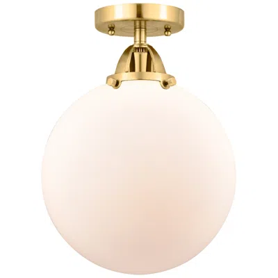 Innovations Lighting Nouveau 2 Beacon 10" Led Semi-flush Mount - Satin Gold - Matte White S