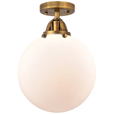 Innovations Lighting Nouveau 2 Beacon 10" Semi-flush Mount - Brushed Brass - Matte White Sh