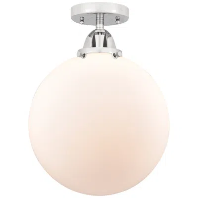 Innovations Lighting Nouveau 2 Beacon 12" Semi-flush Mount - Polished Chrome - Matte White