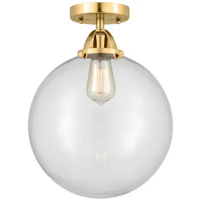 Innovations Lighting Nouveau 2 Beacon 12" Semi-flush Mount - Satin Gold - Clear Shade