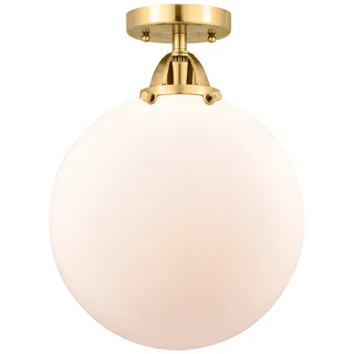 Innovations Lighting Nouveau 2 Beacon 12" Semi-flush Mount - Satin Gold - Matte White Shade