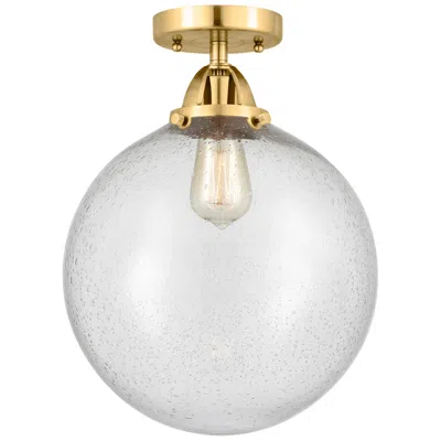Innovations Lighting Nouveau 2 Beacon 12" Semi-flush Mount - Satin Gold - Seedy Shade