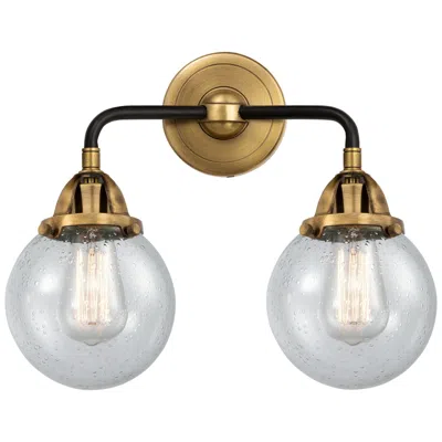 Innovations Lighting Nouveau 2 Beacon 6" 2 Light 14" Bath Light - Black Brass - Seedy