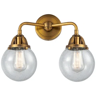Innovations Lighting Nouveau 2 Beacon 6" 2 Light 14" Bath Light - Brushed Brass - Seed