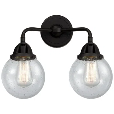 Innovations Lighting Nouveau 2 Beacon 6" 2 Light 14" Bath Light - Matte Black - Seedy