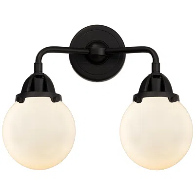 Innovations Lighting Nouveau 2 Beacon 6" 2 Light 14" Bath Light - Matte Black - White