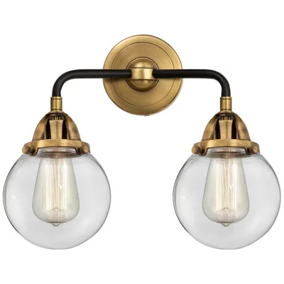 Innovations Lighting Nouveau 2 Beacon 6" 2 Light 14" Led Bath Light - Black Brass - Cl