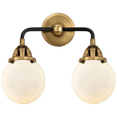 Innovations Lighting Nouveau 2 Beacon 6" 2 Light 14" Led Bath Light - Black Brass - Wh