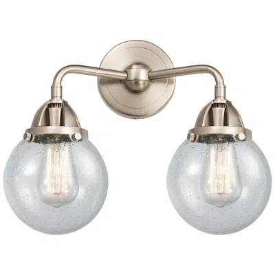 Innovations Lighting Nouveau 2 Beacon 6" 2 Light 14" Led Bath Light - Satin Nickel - S