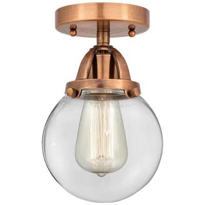 Innovations Lighting Nouveau 2 Beacon 6" Led Semi-flush Mount - Antique Copper - Clear Shad