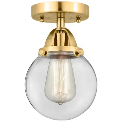 Innovations Lighting Nouveau 2 Beacon 6" Semi-flush Mount - Satin Gold - Clear Shade
