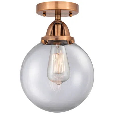 Innovations Lighting Nouveau 2 Beacon 8" Semi-flush Mount - Antique Copper - Clear Shade
