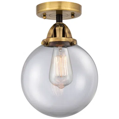Innovations Lighting Nouveau 2 Beacon 8" Semi-flush Mount - Black Antique Brass - Clear Sha