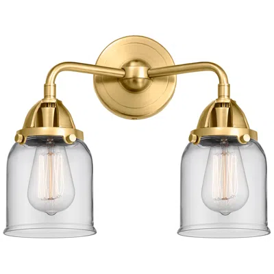 Innovations Lighting Nouveau 2 Bell 5" 2 Light 13" Led Bath Light - Satin Gold - Clear