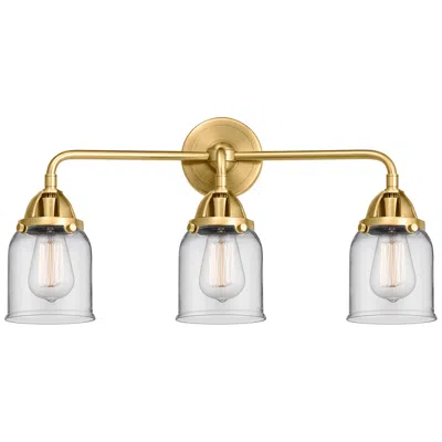 Innovations Lighting Nouveau 2 Bell 5" 3 Light 23" Led Bath Light - Satin Gold - Clear