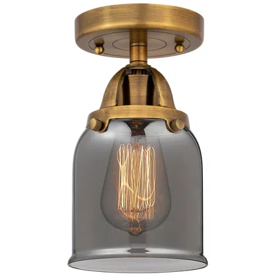 Innovations Lighting Nouveau 2 Bell 5" Semi-flush Mount - Brushed Brass - Plated Smoke Shad
