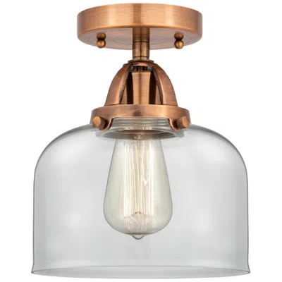 Innovations Lighting Nouveau 2 Bell 8" Semi-flush Mount - Antique Copper - Clear Shade