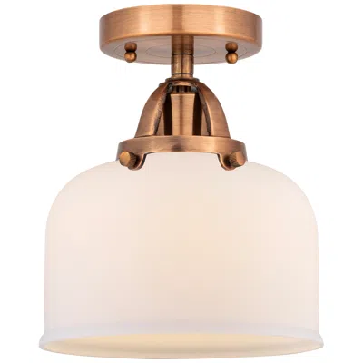 Innovations Lighting Nouveau 2 Bell 8" Semi-flush Mount - Antique Copper - Matte White Shad