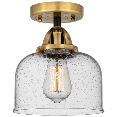 Innovations Lighting Nouveau 2 Bell 8" Semi-flush Mount - Black Antique Brass - Seedy Shade