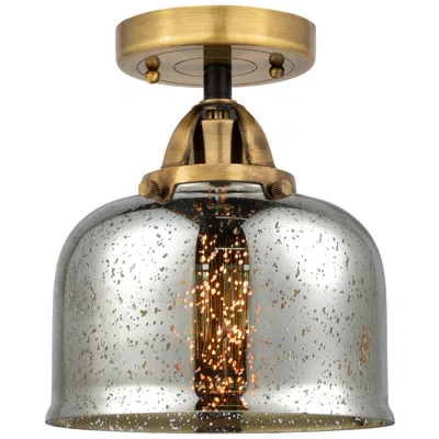 Innovations Lighting Nouveau 2 Bell 8" Semi-flush Mount - Black Brass - Silver Plated Mercu