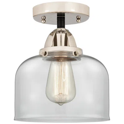 Innovations Lighting Nouveau 2 Bell 8" Semi-flush Mount - Black Polished Nickel - Clear Sha