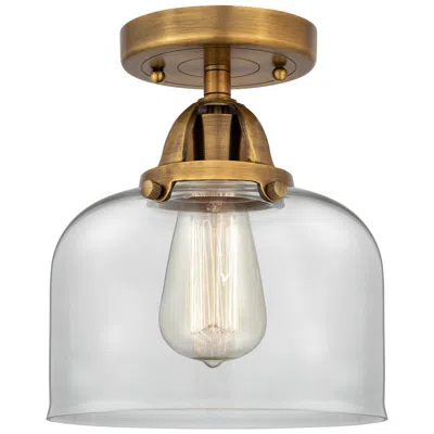 Innovations Lighting Nouveau 2 Bell 8" Semi-flush Mount - Brushed Brass - Clear Shade