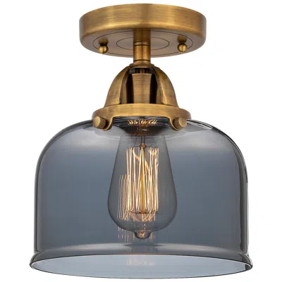 Innovations Lighting Nouveau 2 Bell 8" Semi-flush Mount - Brushed Brass - Plated Smoke Shad