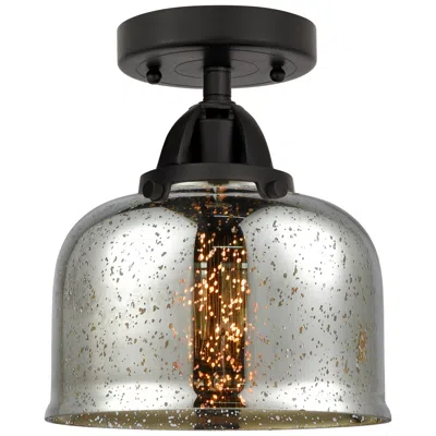 Innovations Lighting Nouveau 2 Bell 8" Semi-flush Mount - Matte Black - Silver Plated Mercu