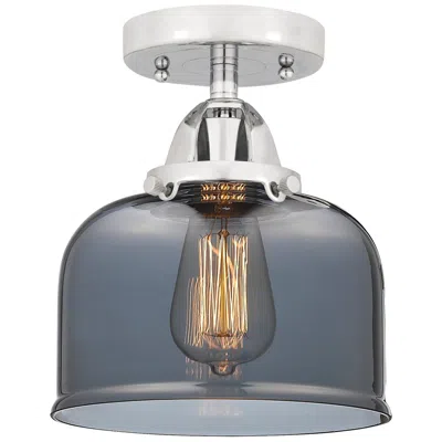 Innovations Lighting Nouveau 2 Bell 8" Semi-flush Mount - Polished Chrome - Plated Smoke Sh