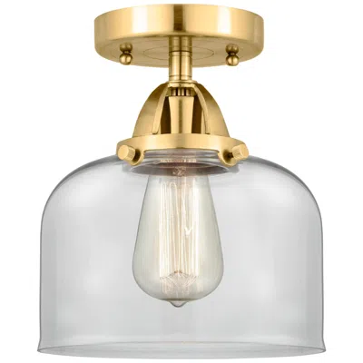 Innovations Lighting Nouveau 2 Bell 8" Semi-flush Mount - Satin Gold - Clear Shade