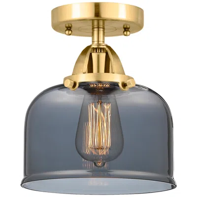 Innovations Lighting Nouveau 2 Bell 8" Semi-flush Mount - Satin Gold - Plated Smoke Shade
