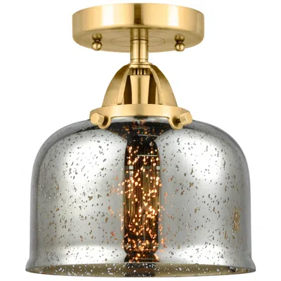 Innovations Lighting Nouveau 2 Bell 8" Semi-flush Mount - Satin Gold - Silver Plated Mercur