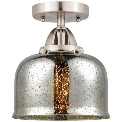 Innovations Lighting Nouveau 2 Bell 8" Semi-flush Mount - Satin Nickel - Silver Plated Merc